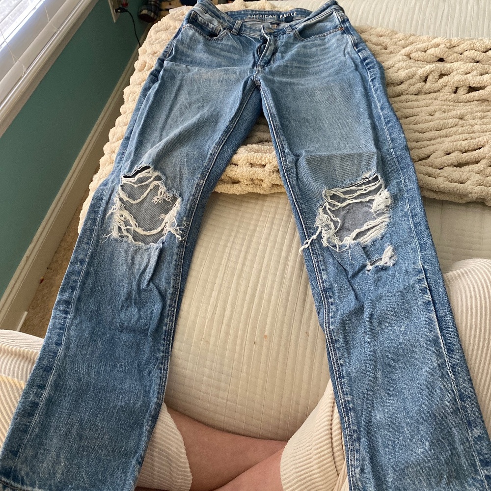 Blue ripped jeans